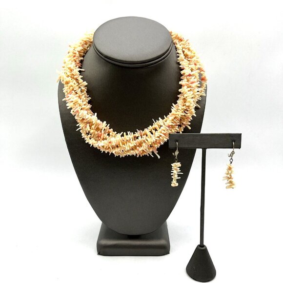 Jay King DTR  Sterling Pink Angel Skin CORAL Torsade Necklace and Earrings Set - Picture 8 of 9